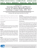 Cover page: Assessing Child Obesity and Physical Activity in a Hard-to-Reach Population in California’s Central Valley, 2012–2013