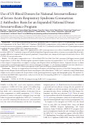 Cover page: Use of U.S. Blood Donors for National Serosurveillance of SARS-CoV-2 Antibodies: Basis for an Expanded National Donor Serosurveillance Program