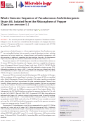 Cover page: Whole-Genome Sequence of Pseudomonas frederiksbergensis Strain A6, Isolated from the Rhizosphere of Pepper (Capsicum annuum L.).