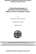 Cover page: A Primal-Dual Estimator of Production and Cost Functions Within an Errors-in-Variables Context