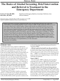 Cover page: The Basics of Alcohol Screening, Brief Intervention and Referral to Treatment in the Emergency Department