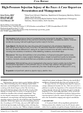 Cover page: High-Pressure Injection Injury of the Face: A Case Report on Presentation and Management