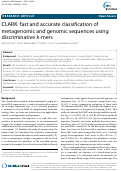 Cover page: CLARK: fast and accurate classification of metagenomic and genomic sequences using discriminative k-mers