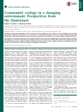 Cover page: Community ecology in a changing environment: Perspectives from the Quaternary.