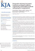 Cover page: Preoperative risk factors for massive transfusion, prolonged ventilation requirements, and mortality in patients undergoing liver transplantation