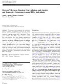 Cover page: Distress Tolerance, Emotion Dysregulation, and Anxiety and Depressive Symptoms Among HIV+ Individuals