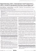 Cover page: High Selectivity of the γ-Aminobutyric Acid Transporter 2 (GAT-2, SLC6A13) Revealed by Structure-based Approach*
