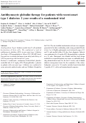 Cover page: Antithymocyte globulin therapy for patients with recent-onset type 1 diabetes: 2 year results of a randomised trial