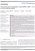 Cover page: Characterization of a germline variant MSH6 c.4001G &gt; C in a Lynch syndrome family