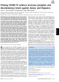 Cover page: Priming COVID-19 salience increases prejudice and discriminatory intent against Asians and Hispanics