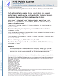 Cover page: Self-referential processing during observation of a speech performance task in social anxiety disorder from pre- to post-treatment: Evidence of disrupted neural activation.