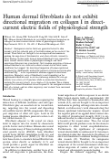 Cover page: Human dermal fibroblasts do not exhibit directional migration on collagen I in direct-current electric fields of physiological strength