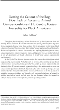 Cover page: Letting the Cat out of the Bag: How Lack of Access to Animal Companionship and Husbandry Fosters Inequality for Black Americans