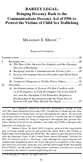 Cover page: Barely Legal: Bringing Decency Back to the Communications Decency Act of 1996 to Protect the Victims of Child Sex Trafficking