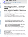 Cover page: Metabolic imaging with hyperpolarized 13C pyruvate magnetic resonance imaging in patients with renal tumors—Initial experience