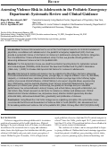 Cover page: Assessing Violence Risk in Adolescents in the Pediatric Emergency Department: Systematic Review and Clinical Guidance