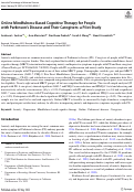 Cover page: Online Mindfulness-Based Cognitive Therapy for People with Parkinson’s Disease and Their Caregivers: a Pilot Study