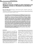 Cover page: Metatranscriptomic insights on gene expression and regulatory controls in Candidatus Accumulibacter phosphatis