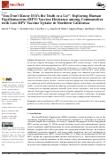 Cover page: “You Don’t Know If It’s the Truth or a Lie”: Exploring Human Papillomavirus (HPV) Vaccine Hesitancy among Communities with Low HPV Vaccine Uptake in Northern California