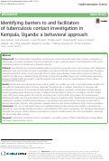 Cover page: Identifying barriers to and facilitators of tuberculosis contact investigation in Kampala, Uganda: a behavioral approach