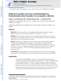 Cover page: Maternal occupation and term low birth weight in a predominantly latina population in los angeles, california.