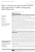 Cover page: Age as a risk factor for acute mountain sickness upon rapid ascent to 3,700 m among young adult Chinese men.