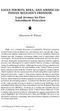 Cover page: Eagle Permits, RFRA, and American Indian Religious Freedom: Legal Avenues for First Amendment Protection