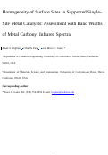 Cover page: Homogeneity of Surface Sites in Supported Single-Site Metal Catalysts: Assessment with Band Widths of Metal Carbonyl Infrared Spectra