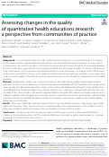 Cover page: Assessing changes in the quality of quantitative health educations research: a perspective from communities of practice