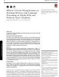 Cover page: Effects of Acute Hypoglycemia on Working Memory and Language Processing in Adults With and Without Type 1 Diabetes