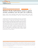 Cover page: Western Pacific hydroclimate linked to global climate variability over the past two millennia