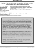 Cover page: Patient Characteristics and Perspectives of Firearm Safety Discussions in the Emergency Department