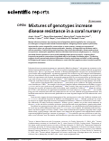 Cover page: Mixtures of genotypes increase disease resistance in a coral nursery