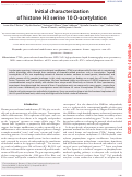 Cover page: Initial characterization of histone H3 serine 10 O-acetylation