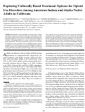 Cover page: Exploring Culturally Based Treatment Options for Opioid Use Disorders Among American Indian and Alaska Native Adults in California.