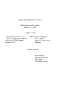 Cover page: Comparative Corporate Governance:  Findings from a Workshop, March 14-15, 2008