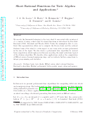 Cover page: Short rational functions for toric algebra and applications