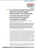 Cover page: A non-pharmacological therapeutic approach in the gut triggers distal metabolic rewiring capable of ameliorating diet-induced dysfunctions encompassed by metabolic syndrome