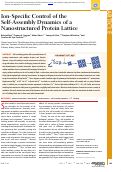 Cover page: Ion-Specific Control of the Self-Assembly Dynamics of a Nanostructured Protein Lattice