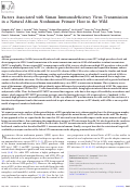 Cover page: Factors Associated with Siman Immunodeficiency Virus Transmission in a Natural African Nonhuman Primate Host in the Wild