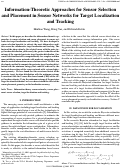 Cover page: Information-Theoretic Approaches for Sensor Selection and Placement in Sensor Networks for Target Localization and Tracking