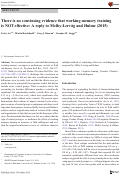 Cover page: There is no convincing evidence that working memory training is NOT effective: A reply to Melby-Lervåg and Hulme (2015).