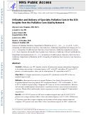 Cover page: Utilization and Delivery of Specialty Palliative Care in the ICU: Insights from the Palliative Care Quality Network.