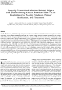 Cover page: Sexually Transmitted Infection Related Stigma and Shame Among African American Male Youth: Implications for Testing Practices, Partner Notification, and Treatment