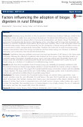 Cover page: Factors influencing the adoption of biogas digesters in rural Ethiopia