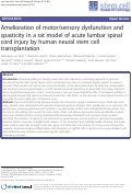 Cover page: Amelioration of motor/sensory dysfunction and spasticity in a rat model of acute lumbar spinal cord injury by human neural stem cell transplantation