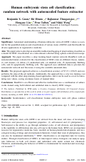 Cover page: Human embryonic stem cell classification: random network with autoencoded feature extractor