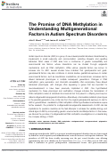 Cover page: The Promise of DNA Methylation in Understanding Multigenerational Factors in Autism Spectrum Disorders