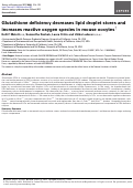 Cover page: Glutathione deficiency decreases lipid droplet stores and increases reactive oxygen species in mouse oocytes†