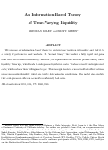 Cover page: An Information-Based Theory of Time-Varying Liquidity